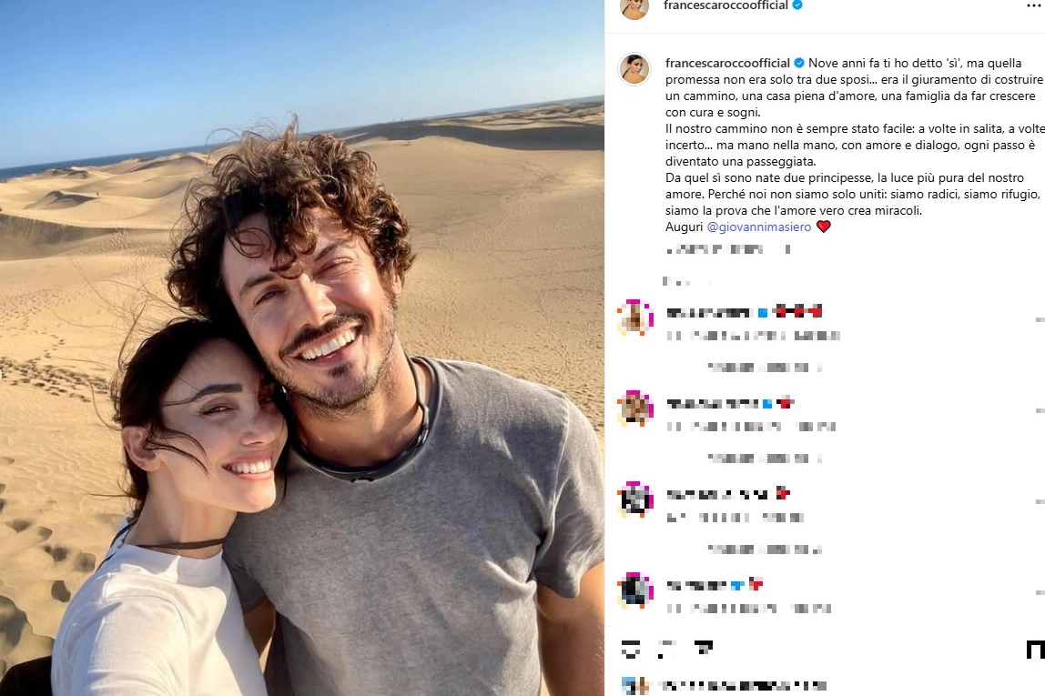 Francesca Rocco e Giovanni Masiero ( Post Instagram)