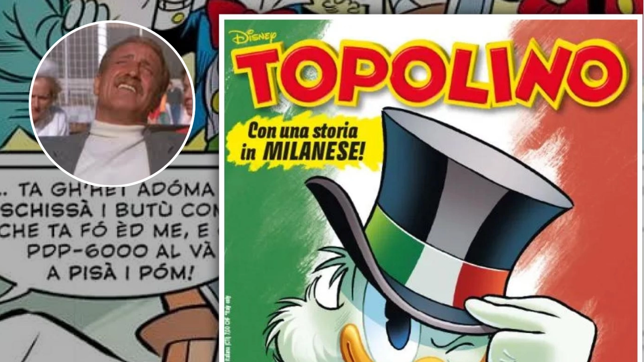La storia in milanese di Topolino e, nel riquadro, Guido Nicheli nei panni del Dogui La storia in milanese di Topolino e, nel riquadro, Guido Nicheli nei panni del Dogui