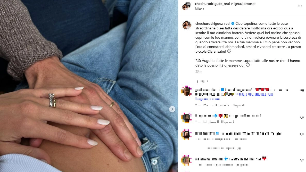 Il post di Cecilia Rodriguez che annuncia di aspettare una bimba (Foto profilo Instagram)