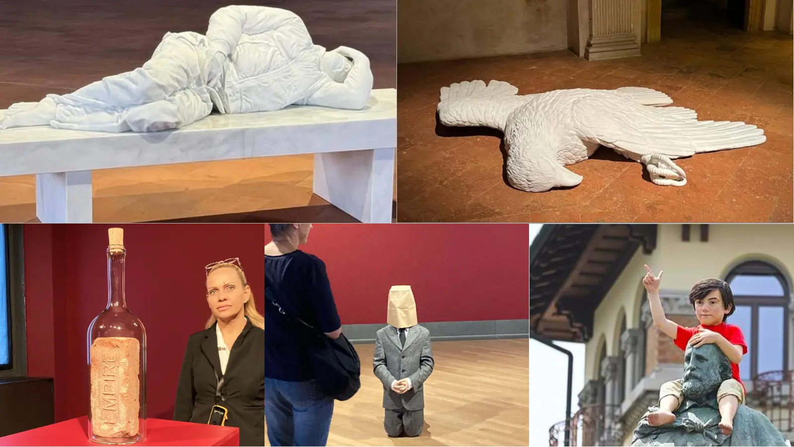 Dal bimbo in spalla a Garibaldi a Hitler inginocchiato: le ultime provocazioni di Cattelan Dal bimbo in spalla a Garibaldi a Hitler inginocchiato: le ultime provocazioni di Cattelan