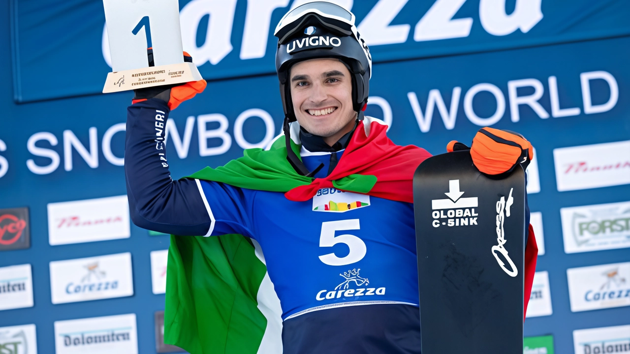 Maurizio Bormolini livignasco è specialista dello snowboard: da casa sua la pista olimpica in costruzione si raggiunge a piedi (. Credits: Miha Matavz) Maurizio Bormolini livignasco è specialista dello snowboard: da casa sua la pista olimpica in costruzione si raggiunge a piedi (. Credits: Miha Matavz)