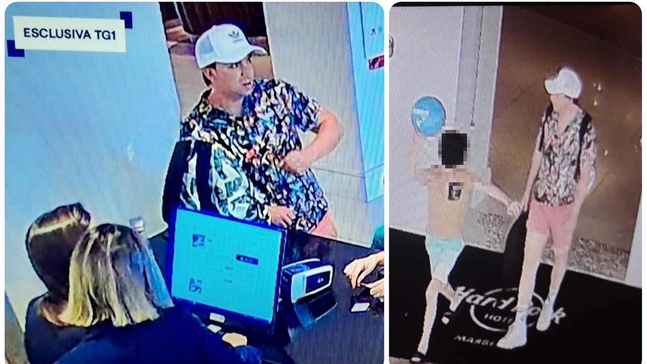 Giacomo Bozzoli immortalato in un hotel in Spagna, fermo immagine tratto dal Tg1, 8 luglio 2024