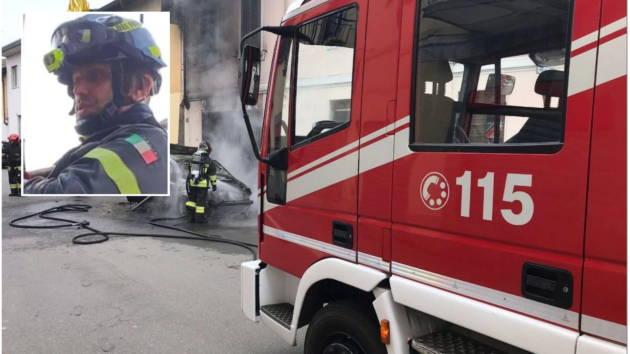 Il vigile del fuoco Devid Ricci nel riquadro Il vigile del fuoco Devid Ricci nel riquadro