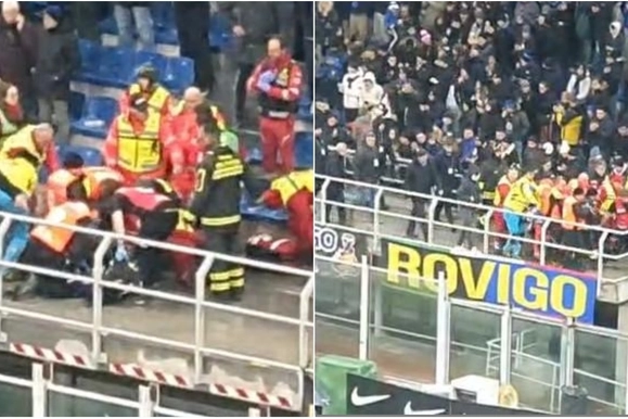 L'intervento dei soccorsi sugli spalti di San Siro la sera del 19 dicembre