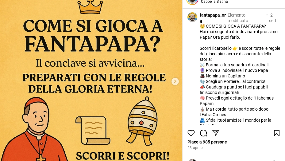 Il regolamento del Fantapapa