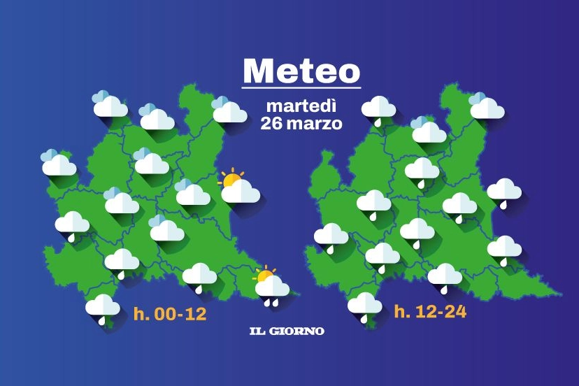 Previsioni meteo in Lombardia per martedì 26 marzo (dal bollettino Arpa Lombardia)