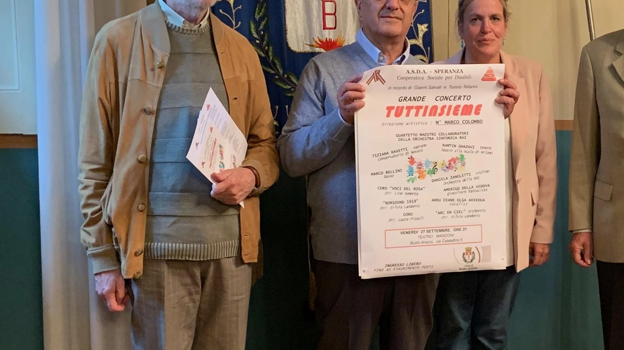 La Cooperativa Sociale per Disabili Asda-Speranza di Busto Arsizio organizza la serata musicale "Tuttinsieme" al Teatro Manzoni. Artisti si esibiscono per sostenere l'autonomia dei ragazzi disabili. La cittadinanza è invitata a partecipare e sostenere l'iniziativa. La Cooperativa Sociale per Disabili Asda-Speranza di Busto Arsizio organizza la serata musicale "Tuttinsieme" al Teatro Manzoni. Artisti si esibiscono per sostenere l'autonomia dei ragazzi disabili. La cittadinanza è invitata a partecipare e sostenere l'iniziativa.