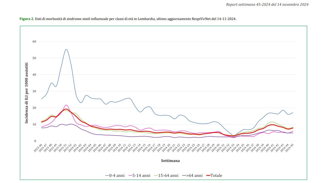 INFLUNEWS, Settimana 45-2024 (4 - 10 novembre 2024)