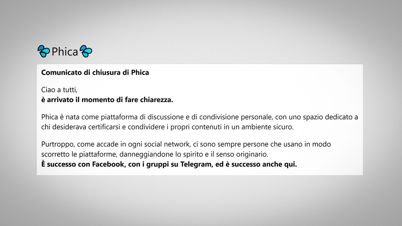 Il comunicato di chiusura del forum Phica.eu