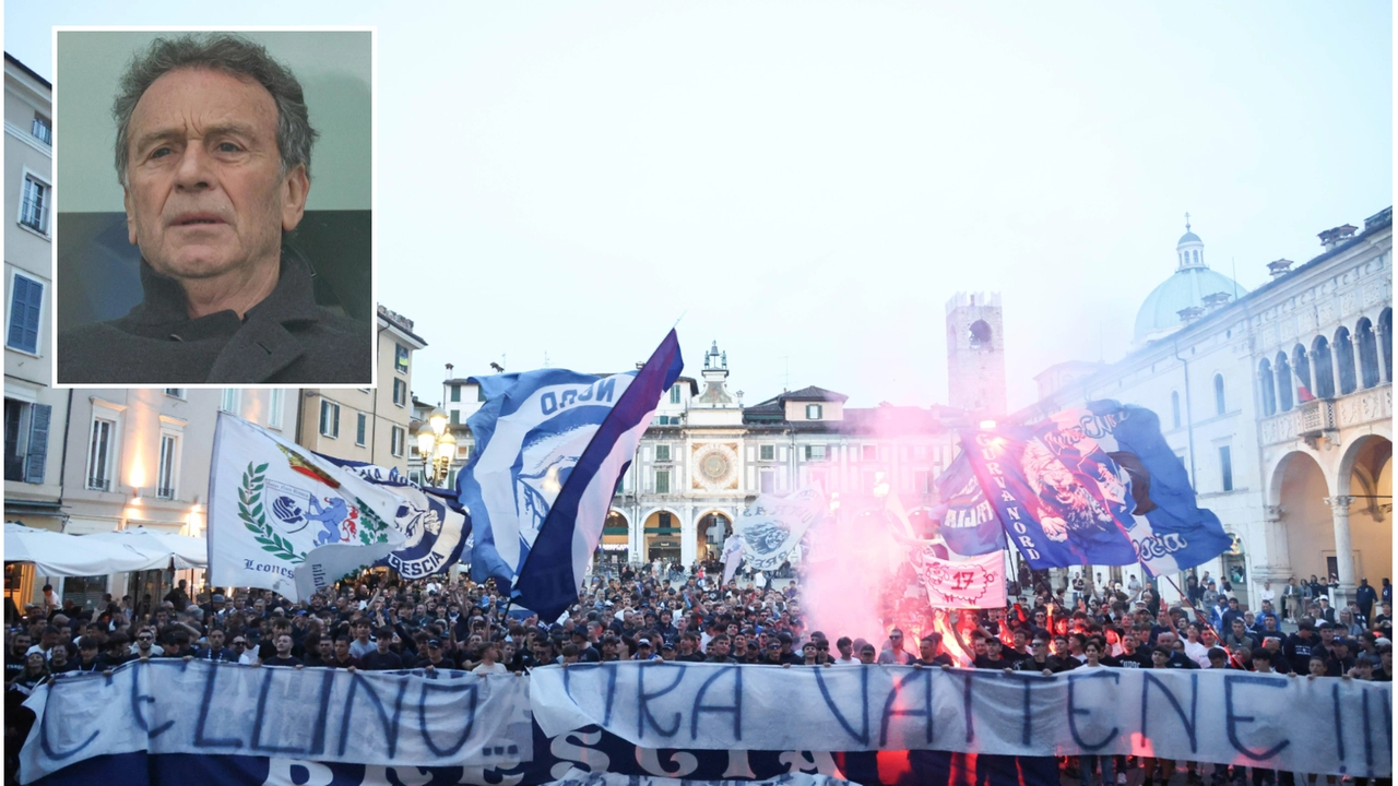 Il presidente Cellino nel mirino dei tifosi del Brescia Il presidente Cellino nel mirino dei tifosi del Brescia