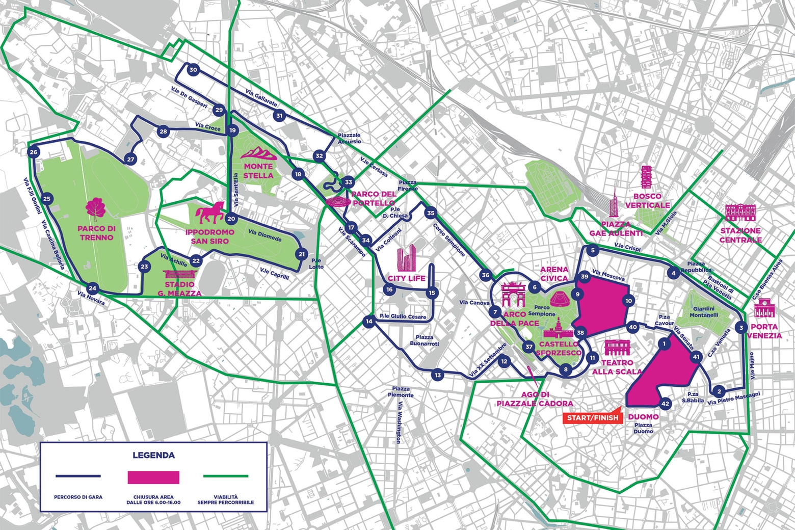 La mappa del traffico per la Maratona di Milano 2024