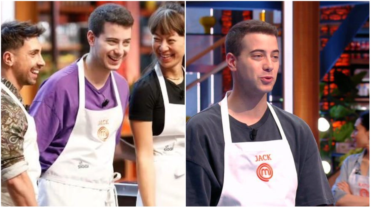 Due scatti di Jack Canevali, immortalato durante la sua esperienza a Masterchef 14. A sinistra è con gli altri due finalisti, a destra mentre viene "interrogato" da un giudice (Sky) Due scatti di Jack Canevali, immortalato durante la sua esperienza a Masterchef 14. A sinistra è con gli altri due finalisti, a destra mentre viene "interrogato" da un giudice (Sky)