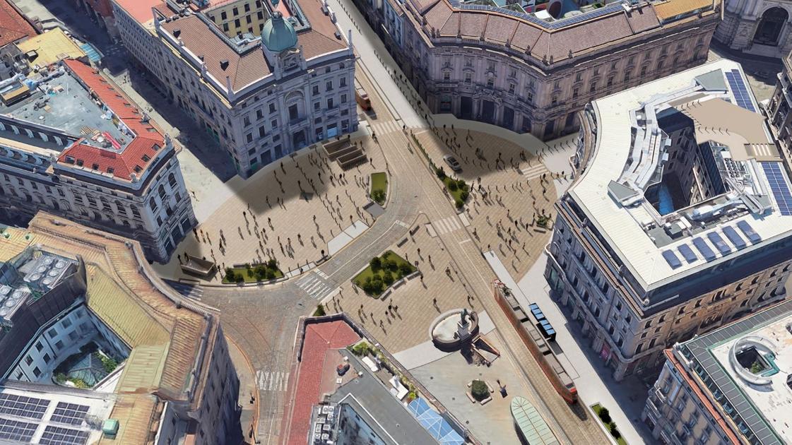 piazza cordusio i lavori di restyling proseguono con un nuovo progetto arrivano aiuole e verde