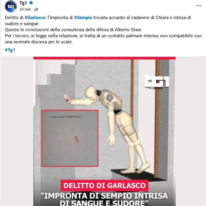 Delitto di Garlasco, il post Facebook del Tg1