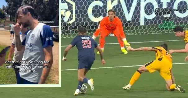 Acerbi reagisce agli sfottò di un tifoso del PSG: “Io ti sfondo di botte”