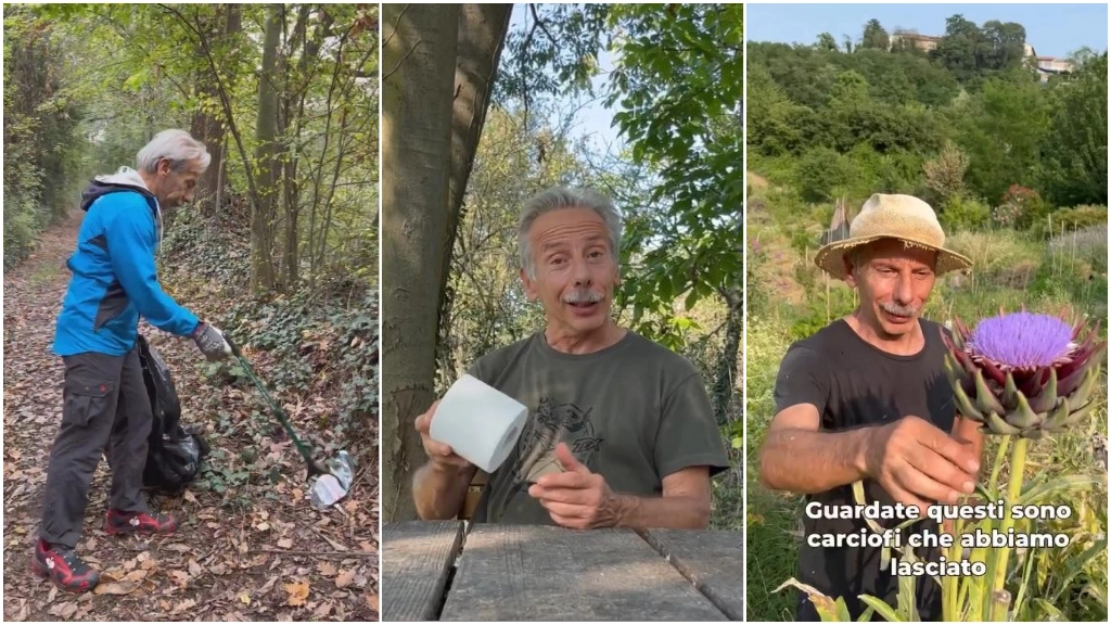 I tre video più visti sulla pagina Instagram di Giovanni Storti: la pulizia del bosco (461mila visualizzazioni), la carta igienica sostenibile (420mila visualizzazioni) e la fioritura di un carciofo (218mila visualizzazioni)