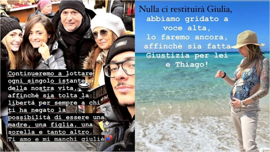 Due messaggi pubblicati sui social dai familiari di Giulia Tramontano (da Instagram)