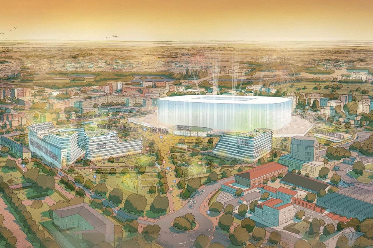 Il rendering del nuovo stadio e il suo impatto sul quartiere circostante