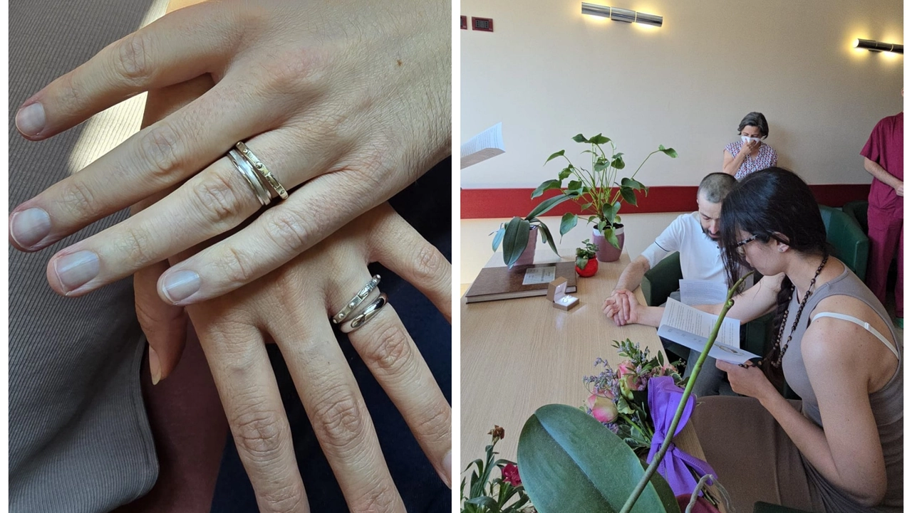 Luca Scatà e Miriana Tavormina, ilgiorno del matrimonio all'ospedale San raffaele di Milano (Foto Facebook)