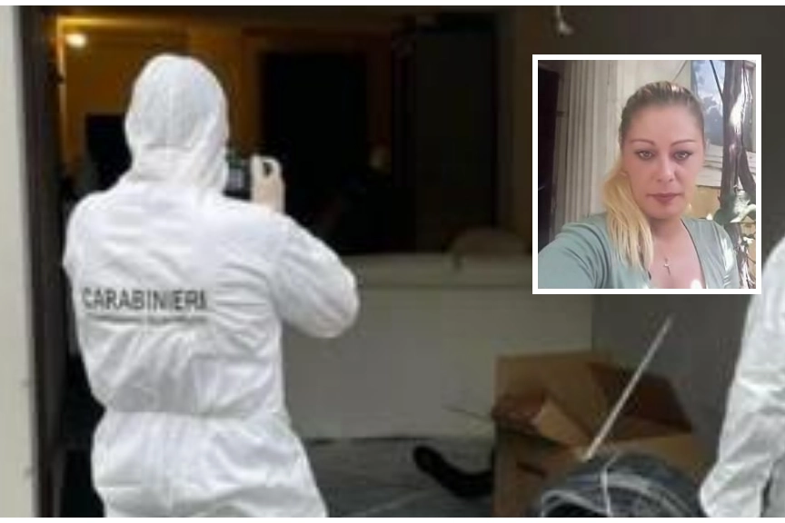 I rilievi dei carabinieri e, nel riquadro, Maria Campai