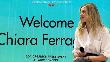 Chiara Ferragni al lancio della partnership con Goa Organics (foto Instagram) Chiara Ferragni al lancio della partnership con Goa Organics (foto Instagram)
