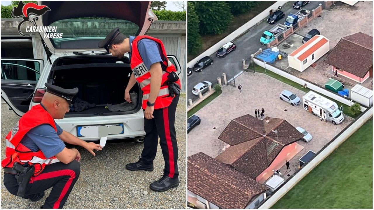 Due immagini del blitz di questa mattina; a sinistra, l'auto utiliizzata per i colpi Due immagini del blitz di questa mattina; a sinistra, l'auto utiliizzata per i colpi