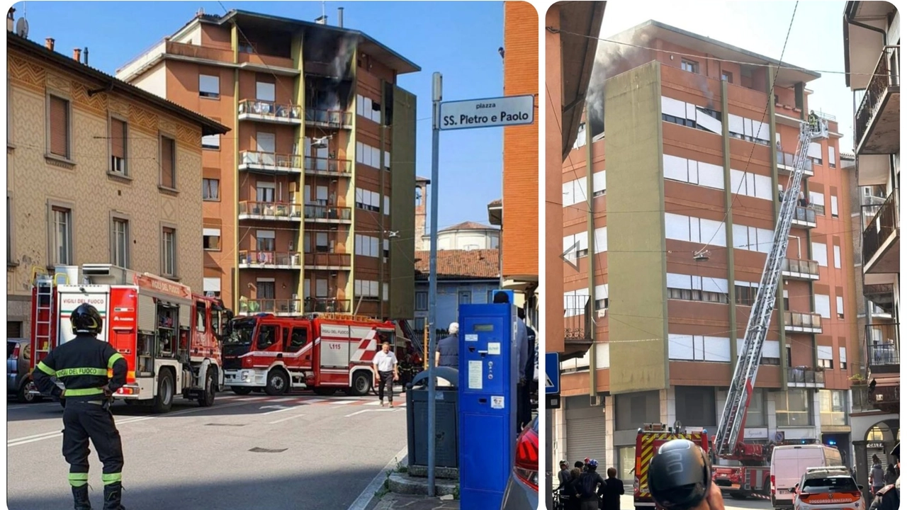 Incendio in una palazzina a Ponte San Pietro, comune alle porte di Bergamo: vigili del fuoco in azione. (Foto facebook Ponte San Pietro: diario di un paese) Incendio in una palazzina a Ponte San Pietro, comune alle porte di Bergamo: vigili del fuoco in azione. (Foto facebook Ponte San Pietro: diario di un paese)
