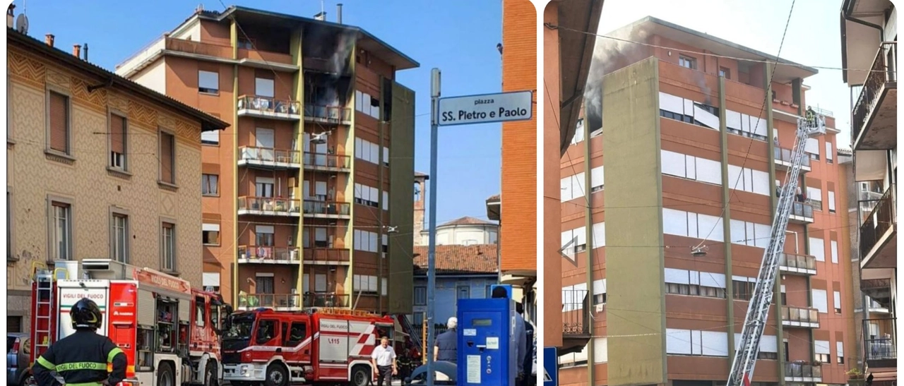 Incendio in una palazzina a Ponte San Pietro, gli inquilini si rifugiano sul tetto