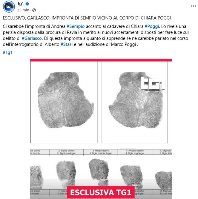 Il post del Tg sul delitto di Garlasco