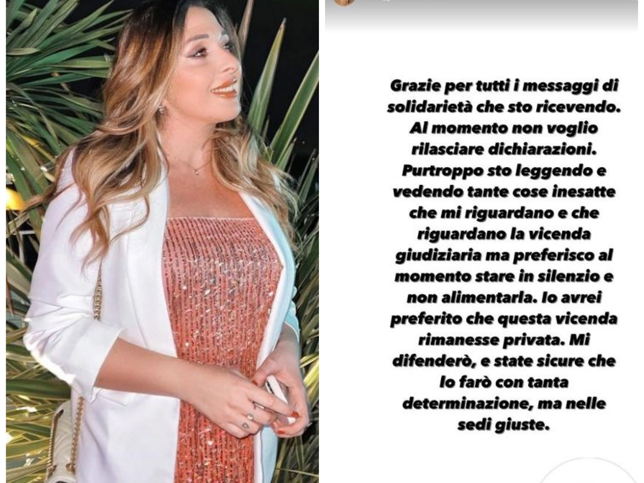 Alice Pasti e il post Instagram sul suo profilo