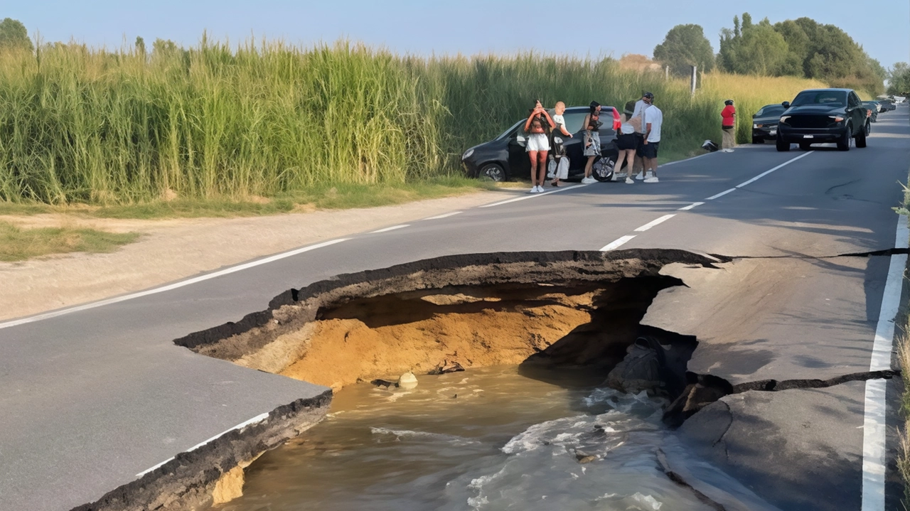 La voragine si è aperta in corrispondenza del Cavo Marocco al confine tra le province di Lodi e Pavia