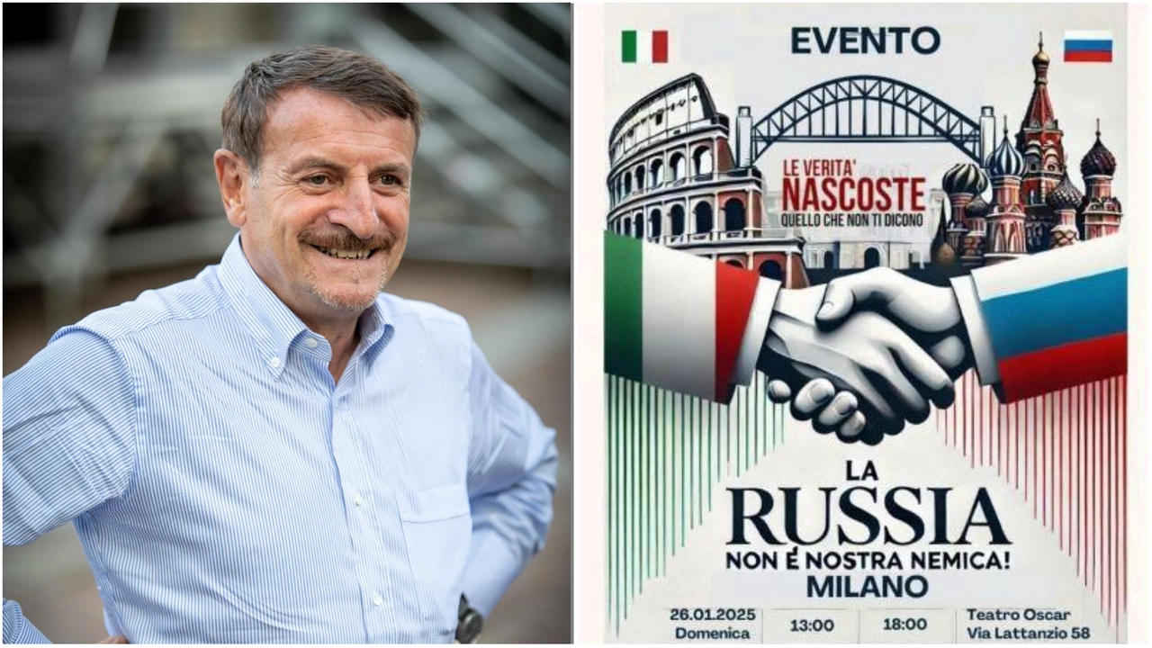 Giacomo Poretti; a lato, il manifesto che pubblicizza l’iniziativa Giacomo Poretti; a lato, il manifesto che pubblicizza l’iniziativa