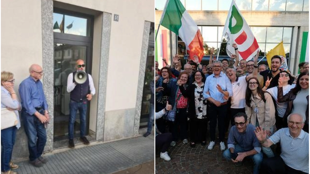 A sinistra, Andrea Villa. A destra, Carlo Moscatelli festeggia con i sostenitori