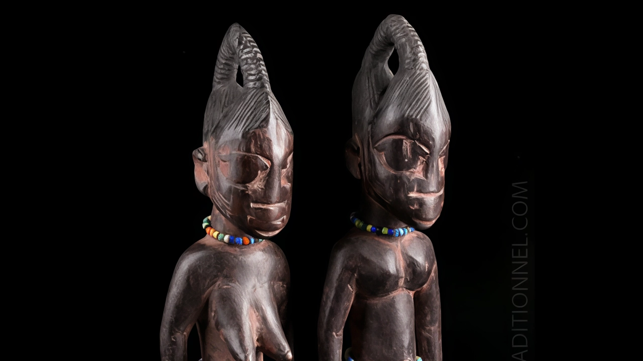 Due sculture africane in legno create da scultori del popolo Yoruba Due sculture africane in legno create da scultori del popolo Yoruba