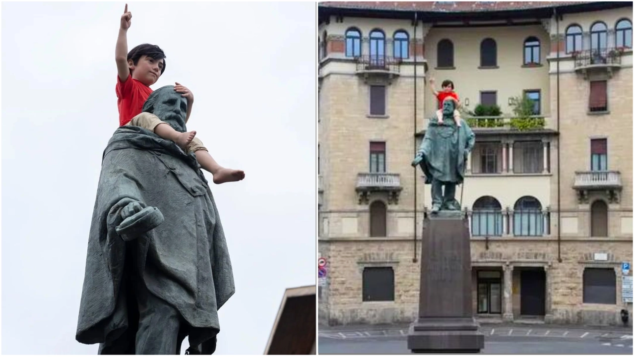 L'installazione di Cattelan con il bimbo in spalla a Garibaldi ha allarmato per qualche minuto i cittadini