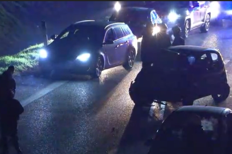 L'auto coinvolta nell'incidente appena fuori dalla tangenziale Ovest