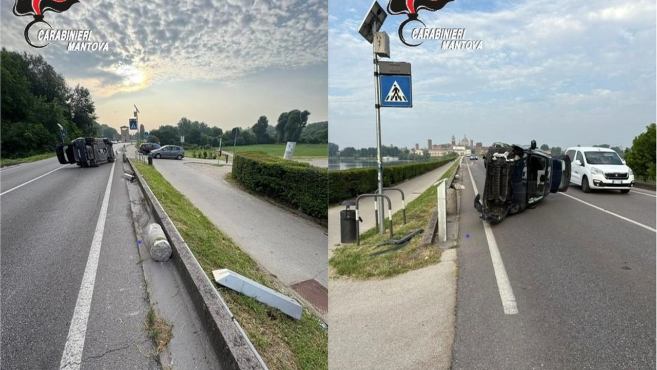 Auto si ribalta nel mantovano Auto si ribalta nel mantovano