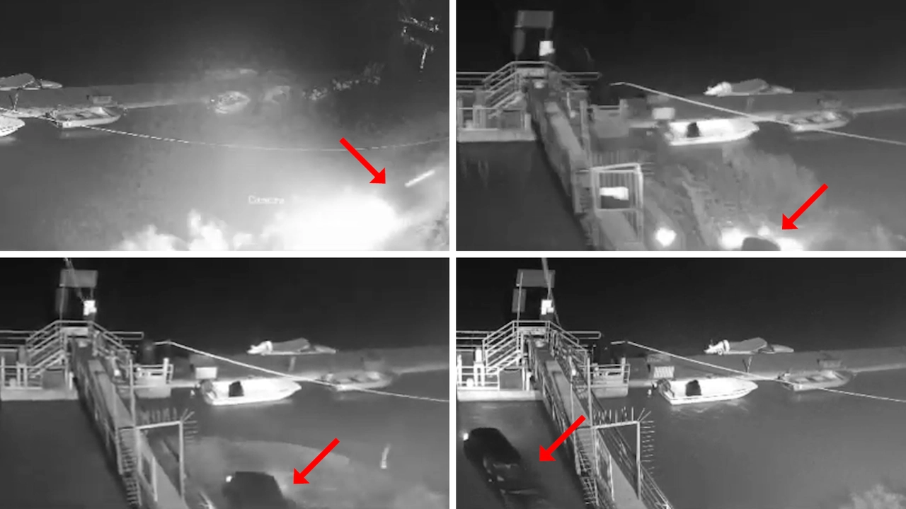 I frame del video dell'auto che cade in acqua nel Po: a bordo c'erano Lorena Vezzosi e Stefano Del Re