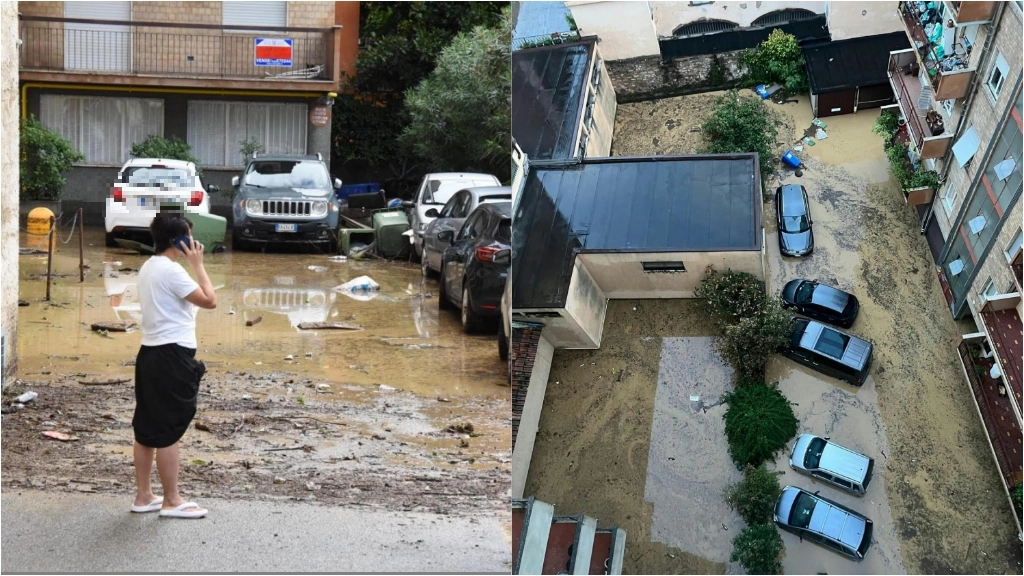 Bergamo, torrente esonda e trascina via le auto
