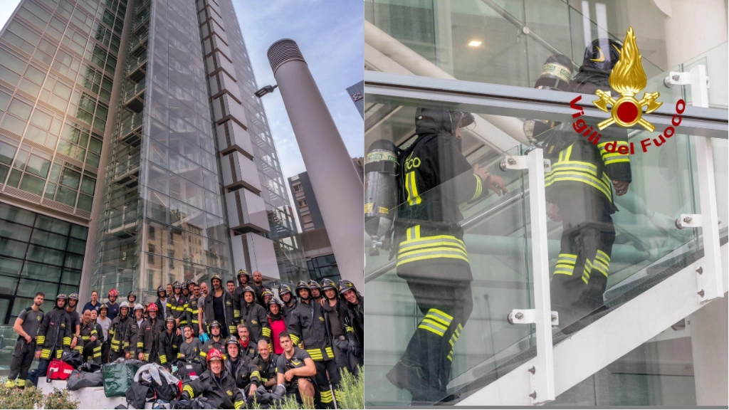 L'omaggio dei pompieri milanesi per i vigili del fuoco morti l'11 settembre L'omaggio dei pompieri milanesi per i vigili del fuoco morti l'11 settembre