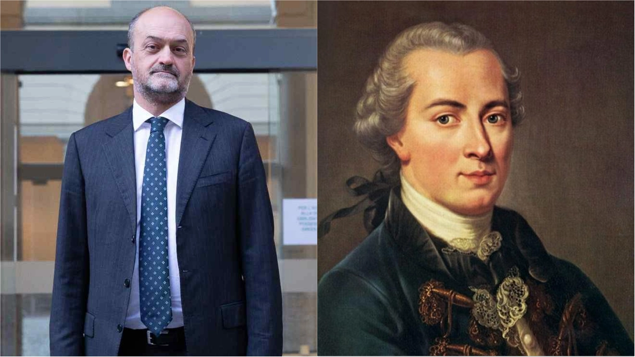 Il rettore dell'Università di Bergamo Sergio Cavalieri, a destra il filosofo tedesco Immanuel Kant Il rettore dell'Università di Bergamo Sergio Cavalieri, a destra il filosofo tedesco Immanuel Kant
