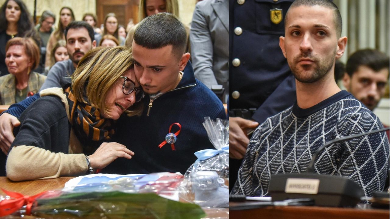 A sinistra la mamma e il fratello di Giulia Tramontano dopo la sentenza. A destra Alessandro Impagnatiello, condannato all'ergastolo