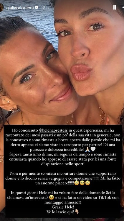 Giulia Calcaterra, dallo sport nasce un'amicizia con Helena Prestes: "Non è per niente scontato incontrare donne che supportano le donne"