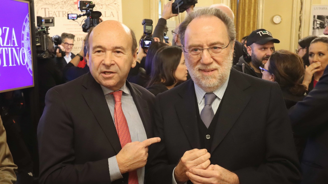 Dominique Meyer, 69 anni, sovrintendente Scala uscente, con il direttore musicale Riccardo Chailly, 71 anni Dominique Meyer, 69 anni, sovrintendente Scala uscente, con il direttore musicale Riccardo Chailly, 71 anni
