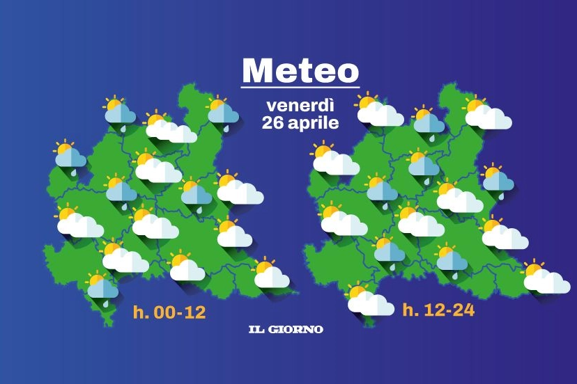 Meteo in Lombardia: le previsioni per venerdì 26 aprile (dal bollettino meteo di Arpa Lombardia)