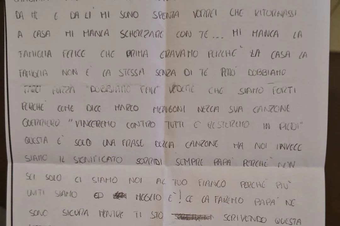 Il testo  della lettera scritta dalla figlia (minorenne) di un detenuto nel carcere bresciano  "Nerio Fischione"