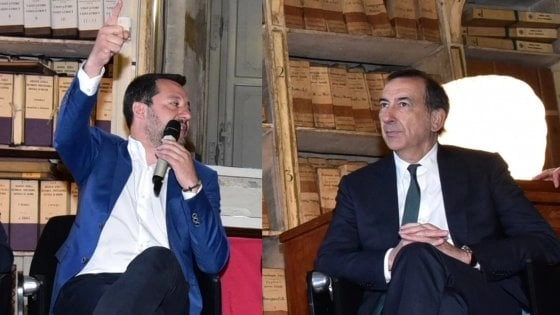 Il ministro Matteo Salvini e il sindaco Giuseppe Sala durante un incontro pubblico Il ministro Matteo Salvini e il sindaco Giuseppe Sala durante un incontro pubblico