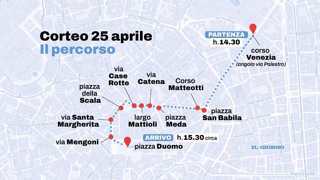 Milano, corteo 25 aprile 2024: il percorso