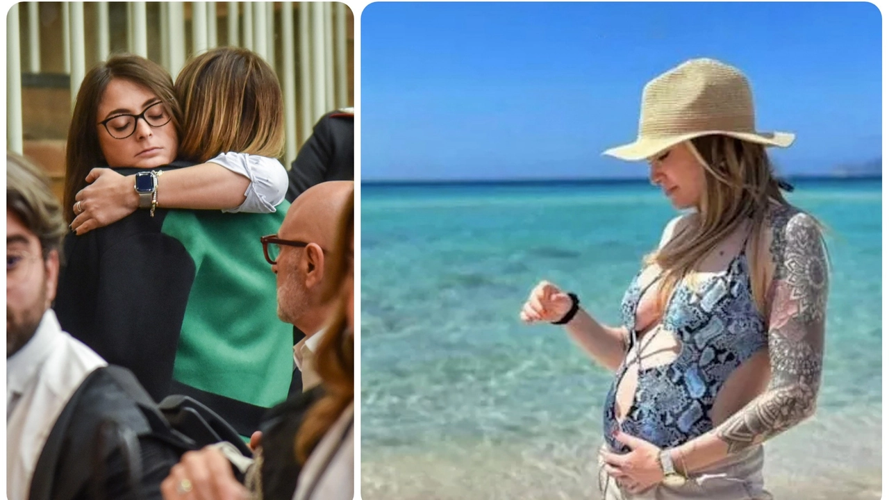 Chiara Tramontano abbraccia la mamma, Loredana Femiano, nell'aula del Tribunale di Milano. A destra, Giulia, uccisa dal fidanzato Alessandro Impagnatiello Chiara Tramontano abbraccia la mamma, Loredana Femiano, nell'aula del Tribunale di Milano. A destra, Giulia, uccisa dal fidanzato Alessandro Impagnatiello