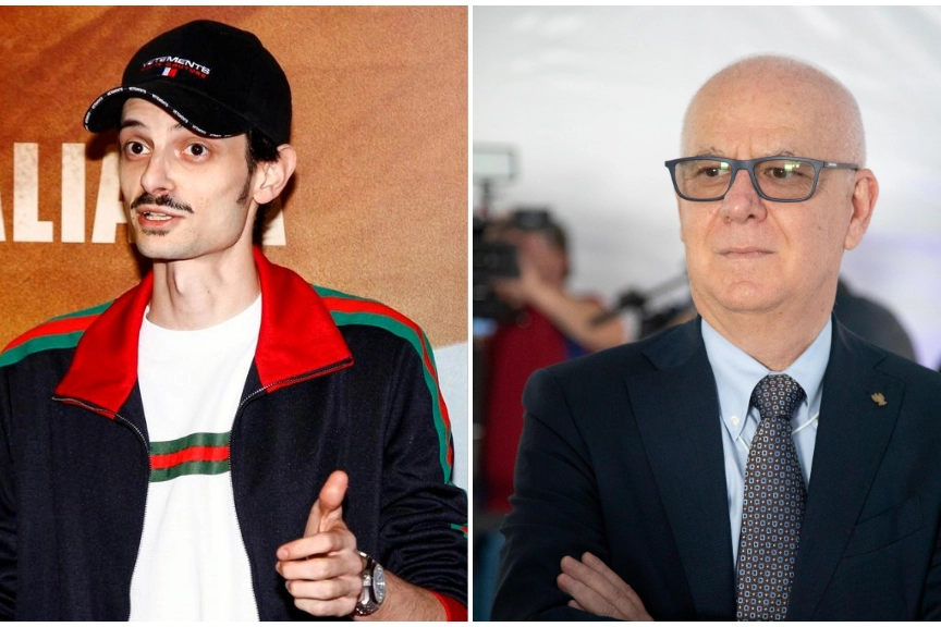 Fabio Rovazzi e, a destra, il questore uscente di Milano Giuseppe Petronzi
